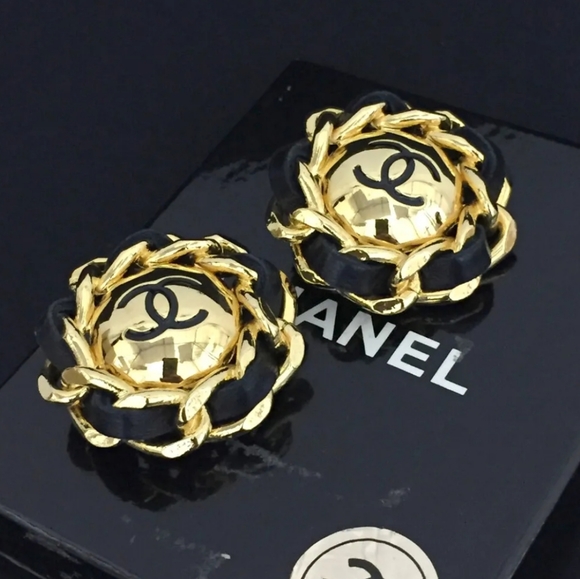 Vintage Chanel Gold Tone CC Stud Earrings